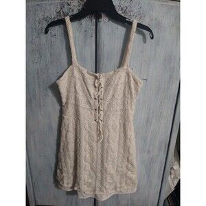 Aeropostale SleevelessSun Dress Xl Cream Embroider Lace Boho Cottagecore Feminin